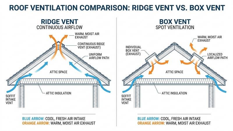 Urban Shield Roofing How Ridge Vents and Box Vents Move Air